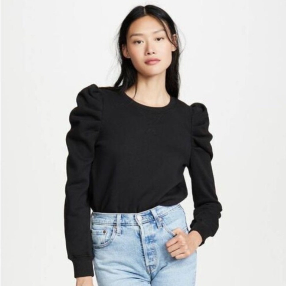 Rebecca Minkoff Black Janine Sweatshirt Size XS Crew Neck Ruffle Feminine Fall - Picture 2 of 16